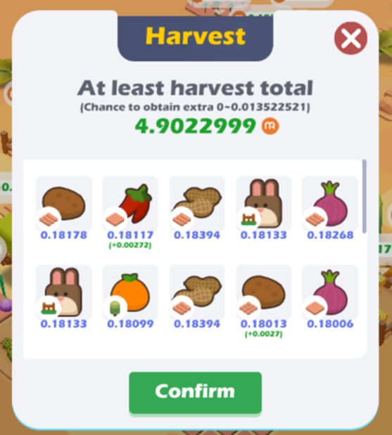 画面右下の「Harvest All」をクリック