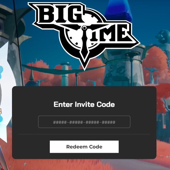SNSやコミュニティ等で入手した、BigTime（ビッグタイム）の招待コードを入力