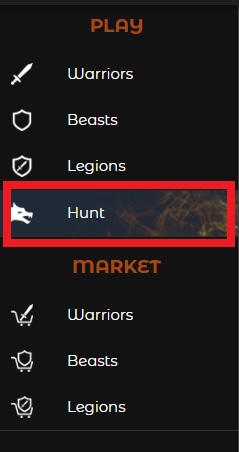 Crypto Legions（CryptoLegions）の「Hunt」（狩猟）の方法