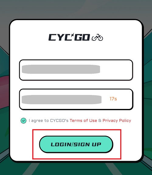 CycGoのアプリ側で、認証コードの入力