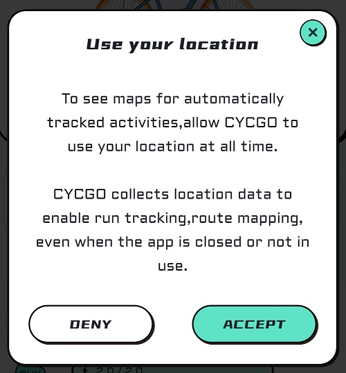 CycGoによる位置情報の利用を許可する