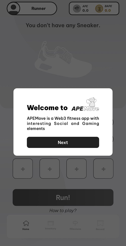 APEmoveアプリのホーム画面がこちら