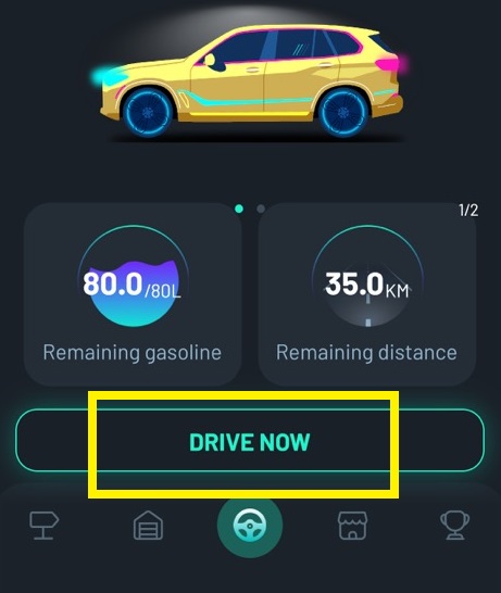 DRIVEZアプリで車を選び「Drive Now」をタップ