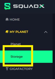 画面左側のメニューから「My Planet」→「Storage」選択