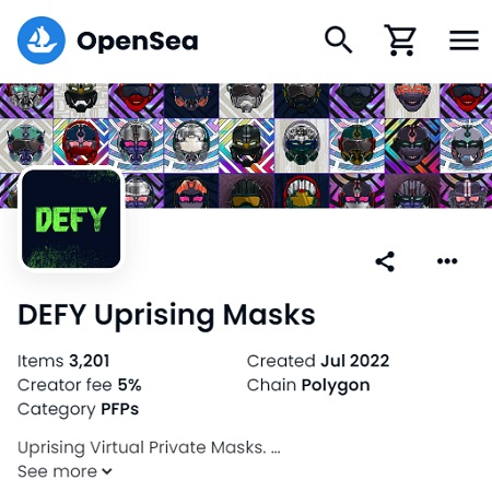 DEFYのマスクNFTをOpenSeaで購入する