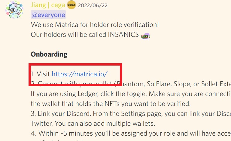 文中のリンクから、「matrica.io」にアクセス