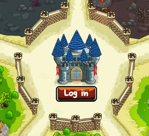 Kingdom Cash（キングダムキャッシュ）のゲーム画面中央の「ログイン」をクリック