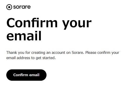 Sorare（ソラーレ）からの認証メールをチェック