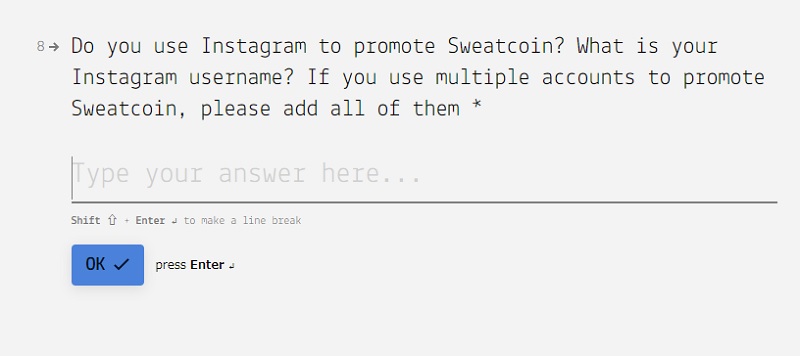 Sweatcoin（スウェットコイン）の宣伝にインスタグラムを利用している場合、ID入力