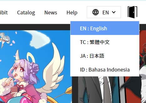 画面右上の言語メニューで、「日本語」に変更する