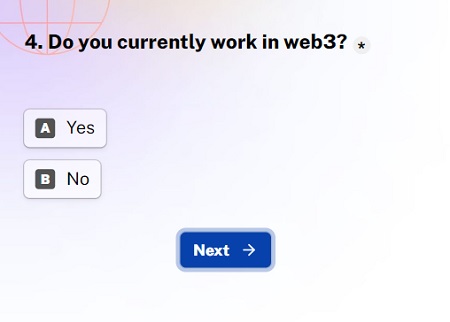 現在、WEB3領域で仕事をしているか、の選択