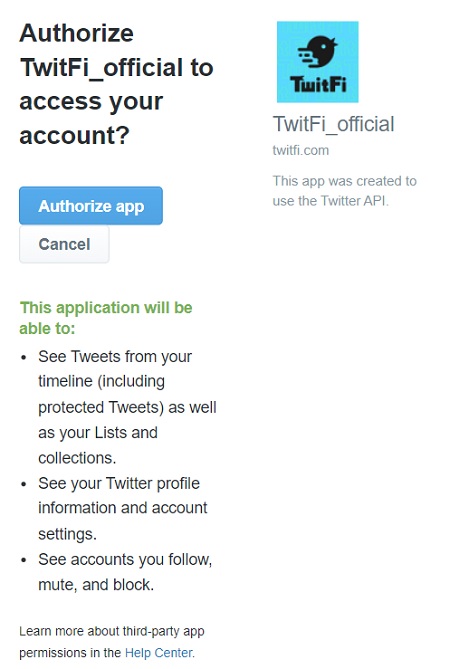 TwitFiによるTwitterアカウントへのアクセス内容の確認