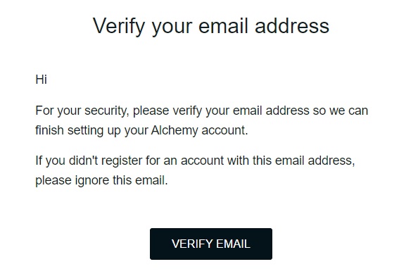 Alchemy（アルケミー）からの確認メールをチェック