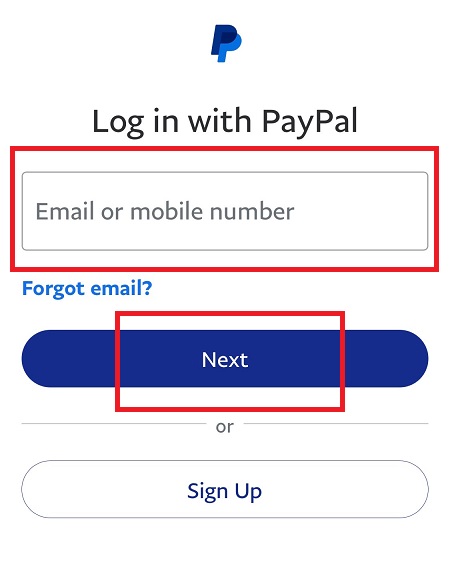 作成済のPayPal（ペイパル）アカウントのメールアドレスを入力