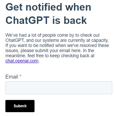ChatGPT復旧時に通知を受けることも出来る