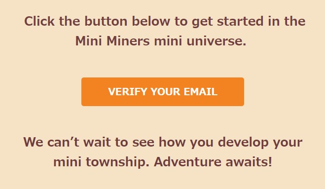 Mini Miners（ミニマイナーズ）からの確認メールの受信