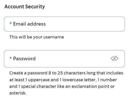 メールアドレス、及びパスワードの入力