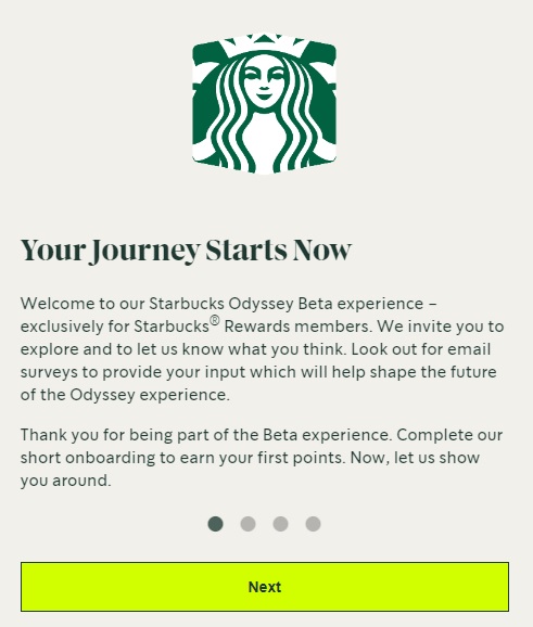 Starbucks Odyssey（スターバックス・オデッセイ）のベータ版に関する説明スライドを閲覧