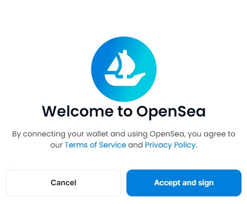 OpenSea（オープンシー）の利用規約への署名
