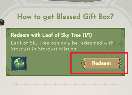 「Blessed Gift Box」の受け取りボタンをタップ