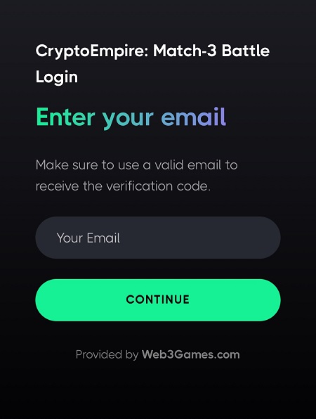 WEB3Gamesに登録するメールアドレスの入力