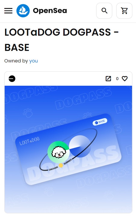 ミントしたBaseドッグパスは、オープンシーで閲覧できる