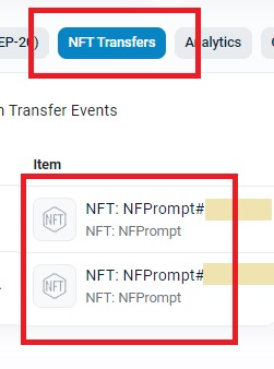 BSCスキャンで、NFTのトランスファーも確認できる