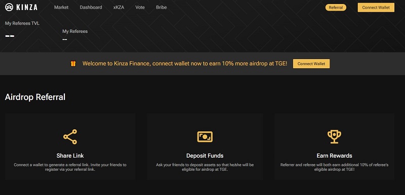 Kinza Finance（金座ファイナンス）のリファラル・プログラム・ページにアクセス
