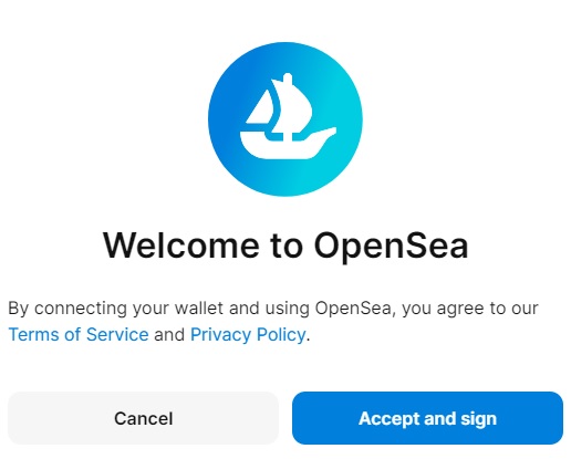 OpenSea（オープンシー）の利用規約等への同意