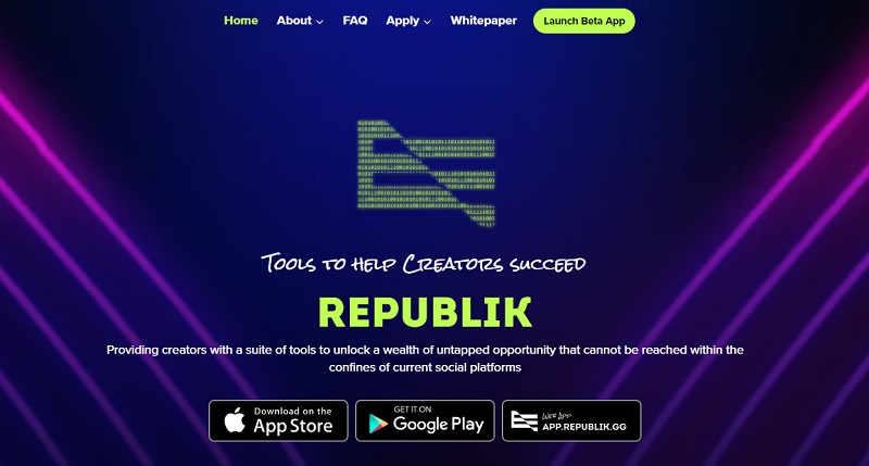 RepubliK（リパブリック）の公式サイトにアクセス