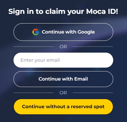 MocaID（モカID）のミントページにアクセス