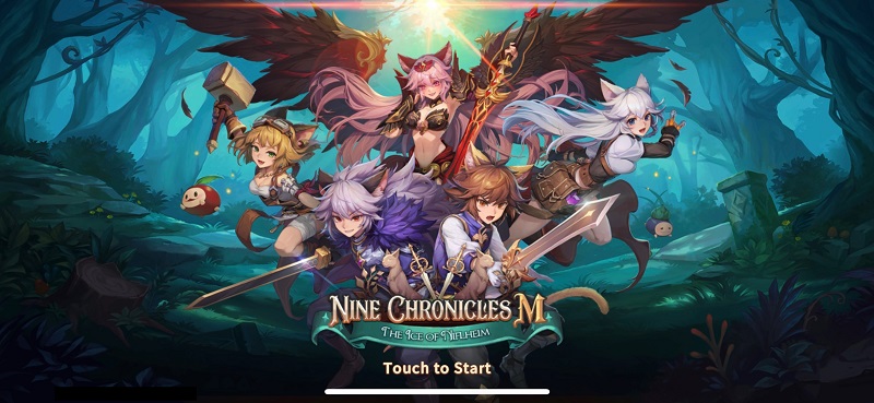 Nine Chronicles（ナインクロニクル）のゲームタイトル画面の表示