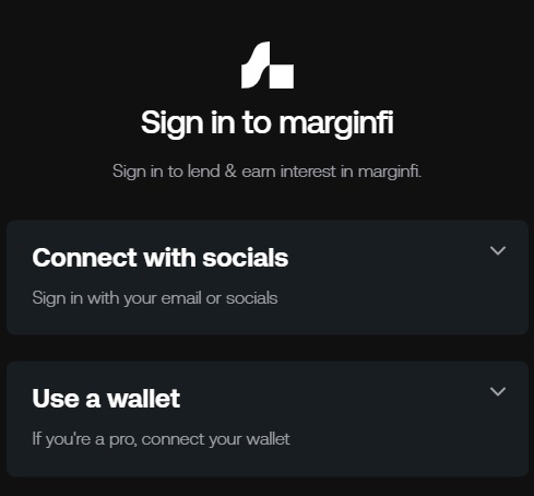 marginfi（マージンファイ）へのサインイン方法の選択