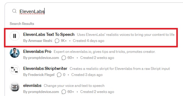 「ElevenLabs Text to Speech」を選択