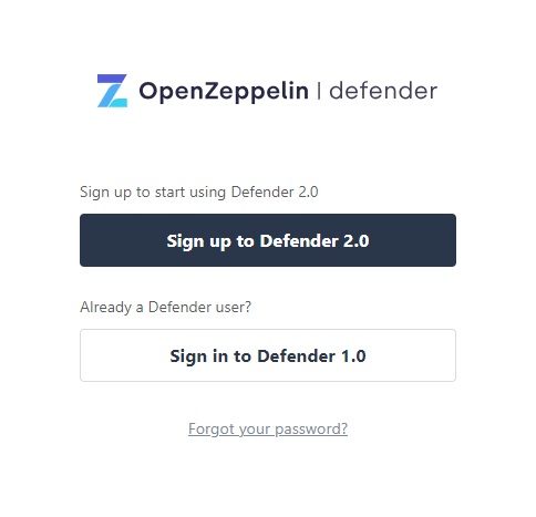 OpenZeppelinDefenderの公式サイトにアクセス