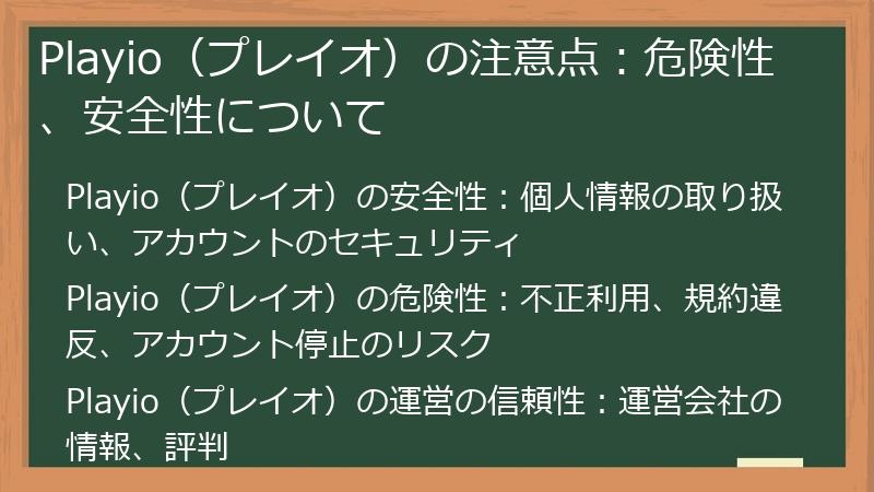 Playio（プレイオ）の注意点：危険性、安全性について