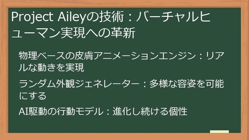 Project Aileyの技術：バーチャルヒューマン実現への革新