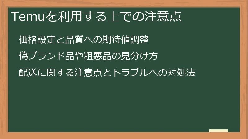 Temuを利用する上での注意点