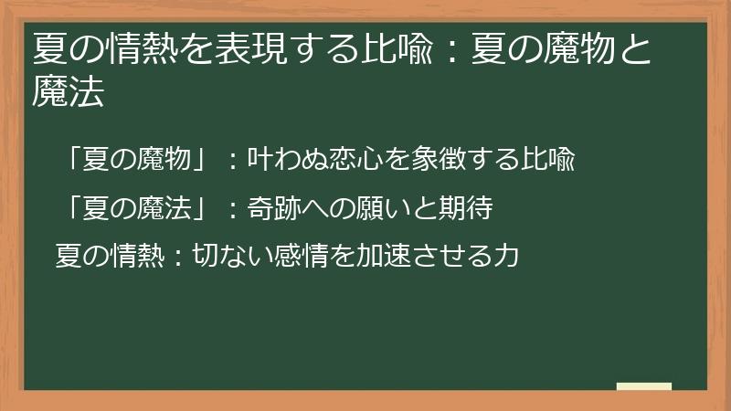 夏の情熱を表現する比喩：夏の魔物と魔法