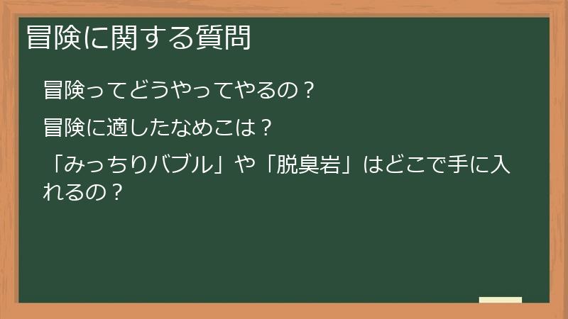 冒険に関する質問