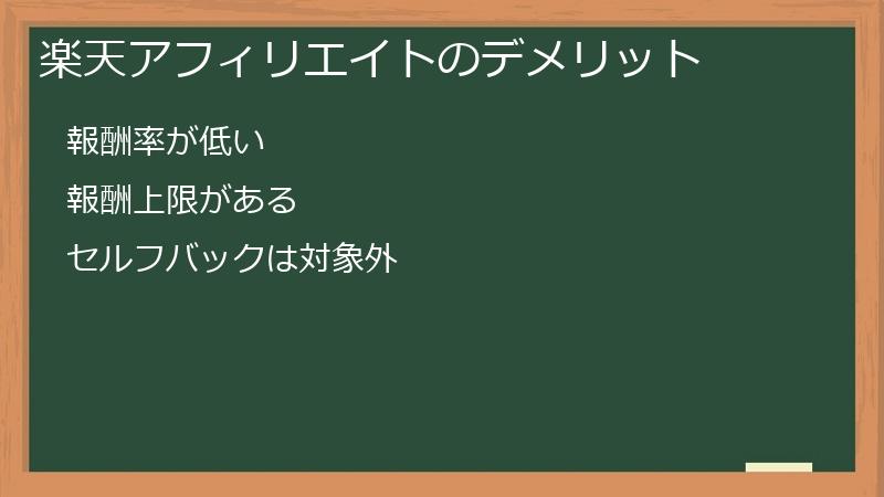 楽天アフィリエイトのデメリット