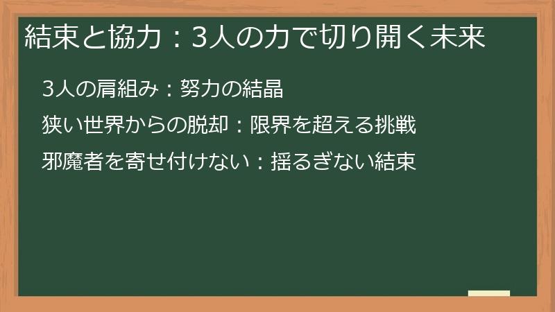 結束と協力：3人の力で切り開く未来