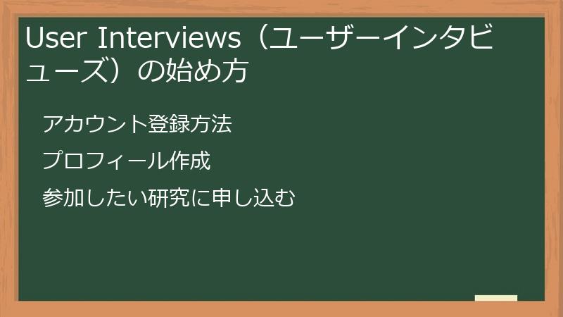 User Interviews（ユーザーインタビューズ）の始め方