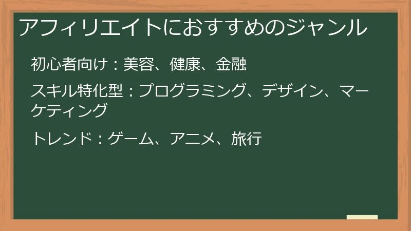 アフィリエイトにおすすめのジャンル