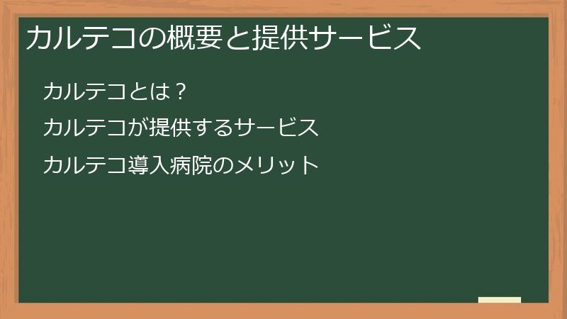 カルテコの概要と提供サービス