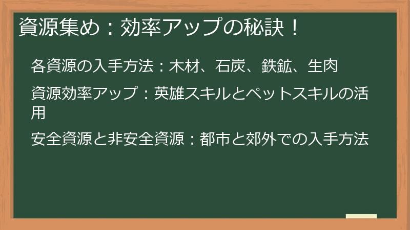 資源集め：効率アップの秘訣！