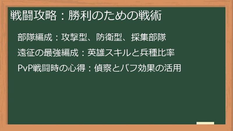 戦闘攻略：勝利のための戦術