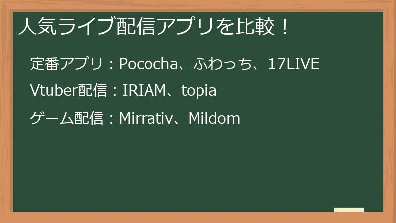 人気ライブ配信アプリを比較！