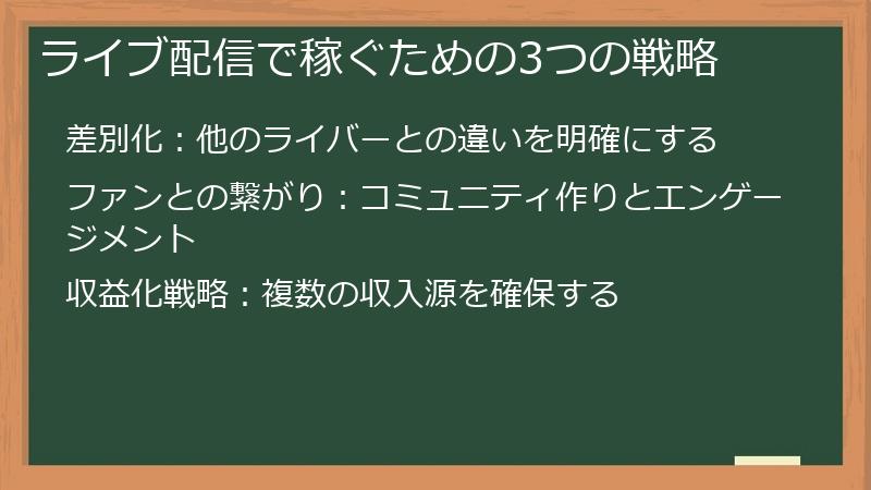 ライブ配信で稼ぐための3つの戦略