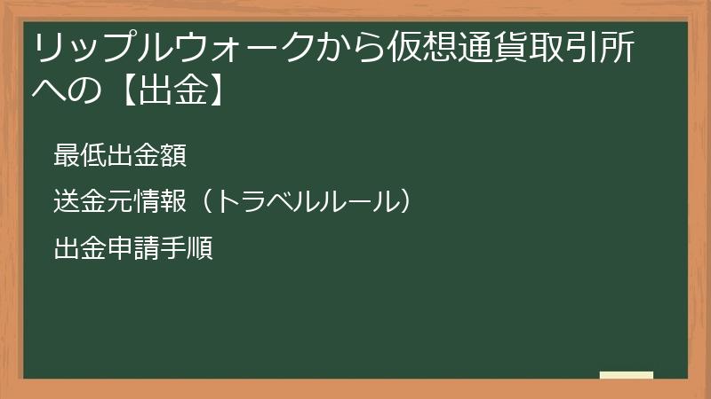 リップルウォークから仮想通貨取引所への【出金】